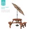 Best Choice Products 6-Person Circular Outdoor Wooden Picnic Table w/ 3 Built-In Benches, Umbrella Hole
